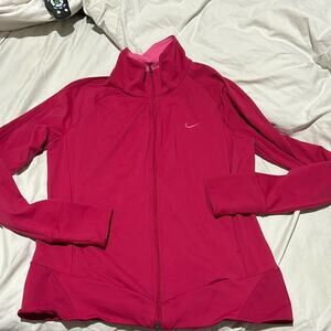 nike L hot/light pink full front zip jacket long sleeve pockets like new euc